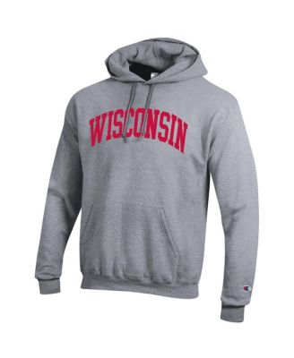 Men's Heather Gray Wisconsin Badgers Basic Arch Fleece Pullover Hoodie
