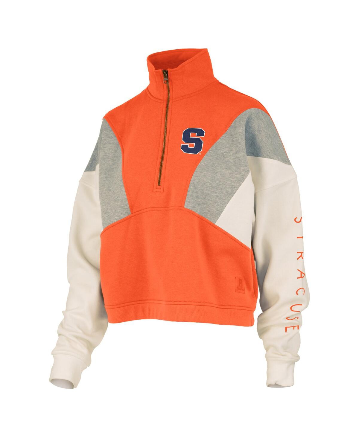 Pressbox Women's Orange Syracuse Orange Ferrara Color Block Quarter-zip Sweatshirt In Orange