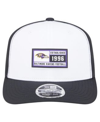 Men's White/Black Baltimore Ravens Established Patch 9SEVENTY Adjustable Hat