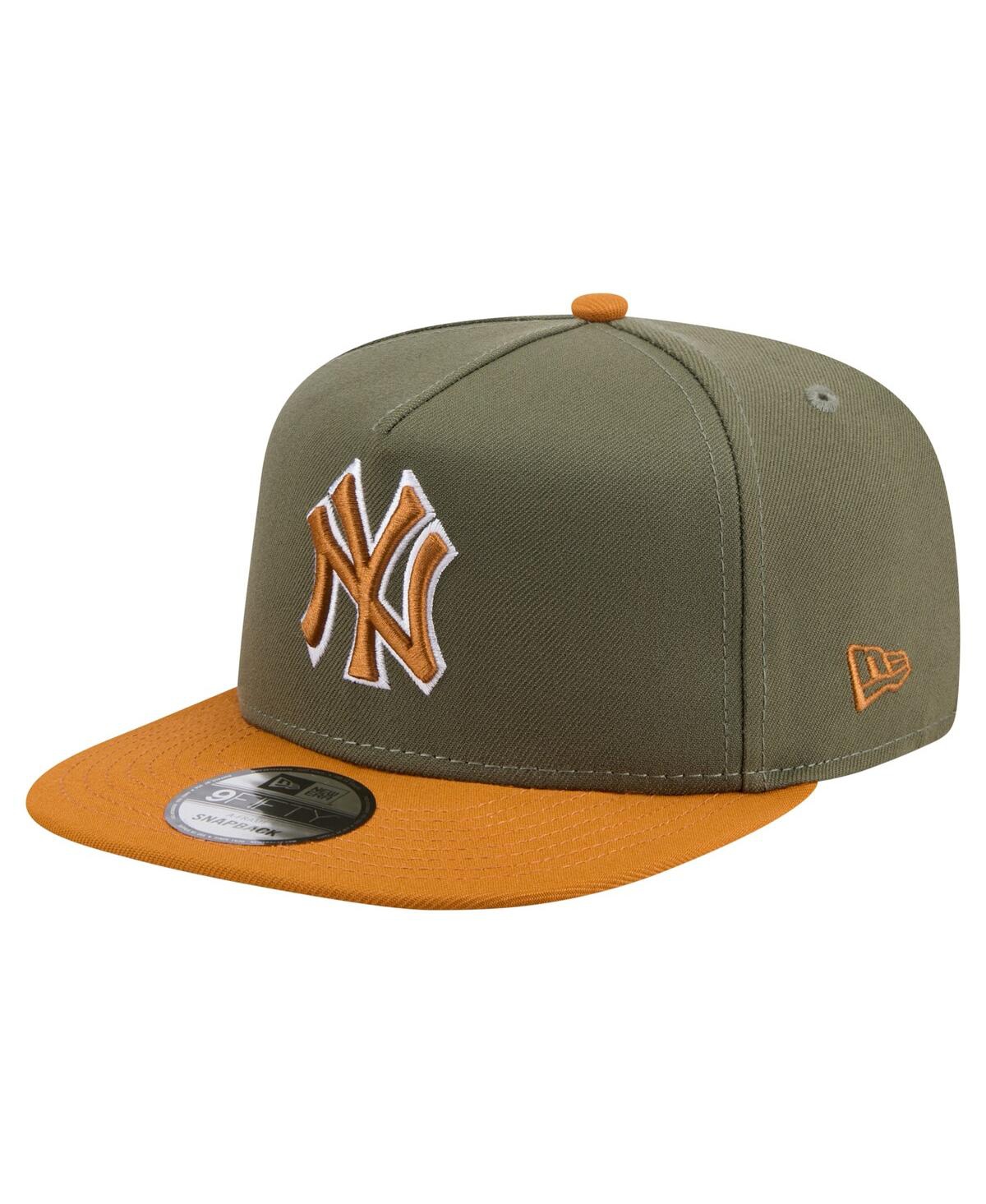 New Era Men's Olive/brown New York Yankees Color Pack A-frame 9fifty Snapback Hat In Multi