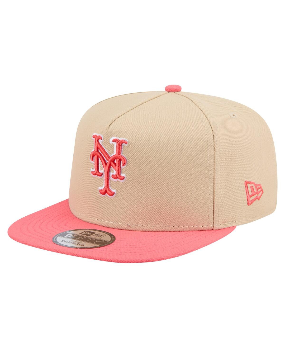 New Era Men's Light Beige/coral New York Mets Color Pack A-frame 9fifty Snapback Hat In Neutral
