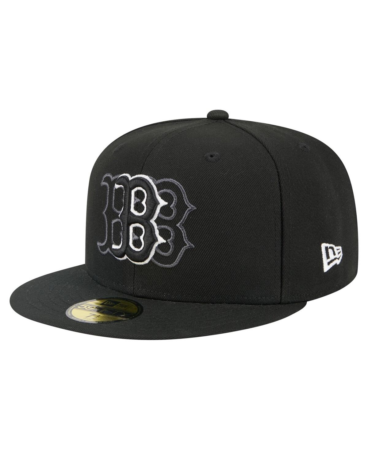 New Era Men's Black Boston Red Sox Tri-hit 59fifty Fitted Hat In Black