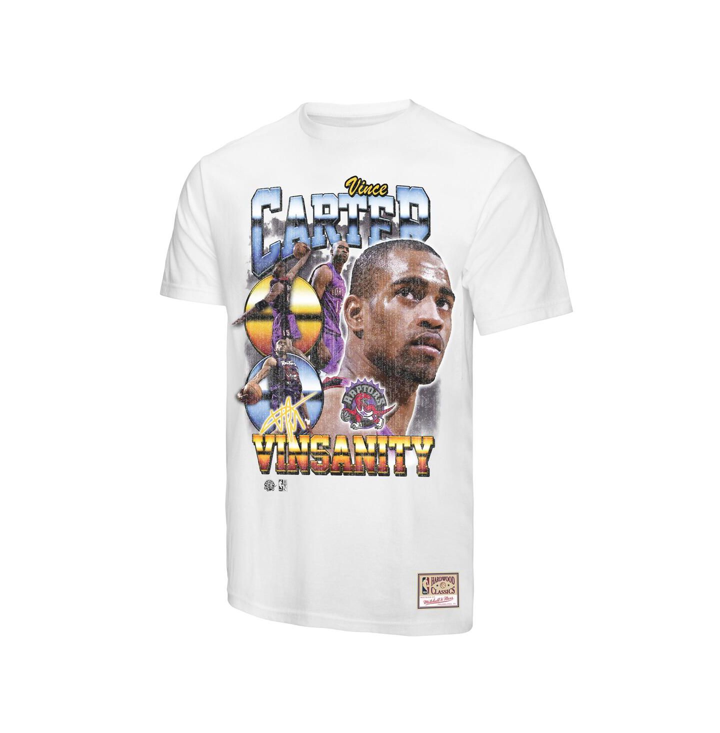 Мужская футболка Mitchell & Ness Vince Carter White Toronto Raptors Hardwood Classics Commemorative Player Collage — фото 2
