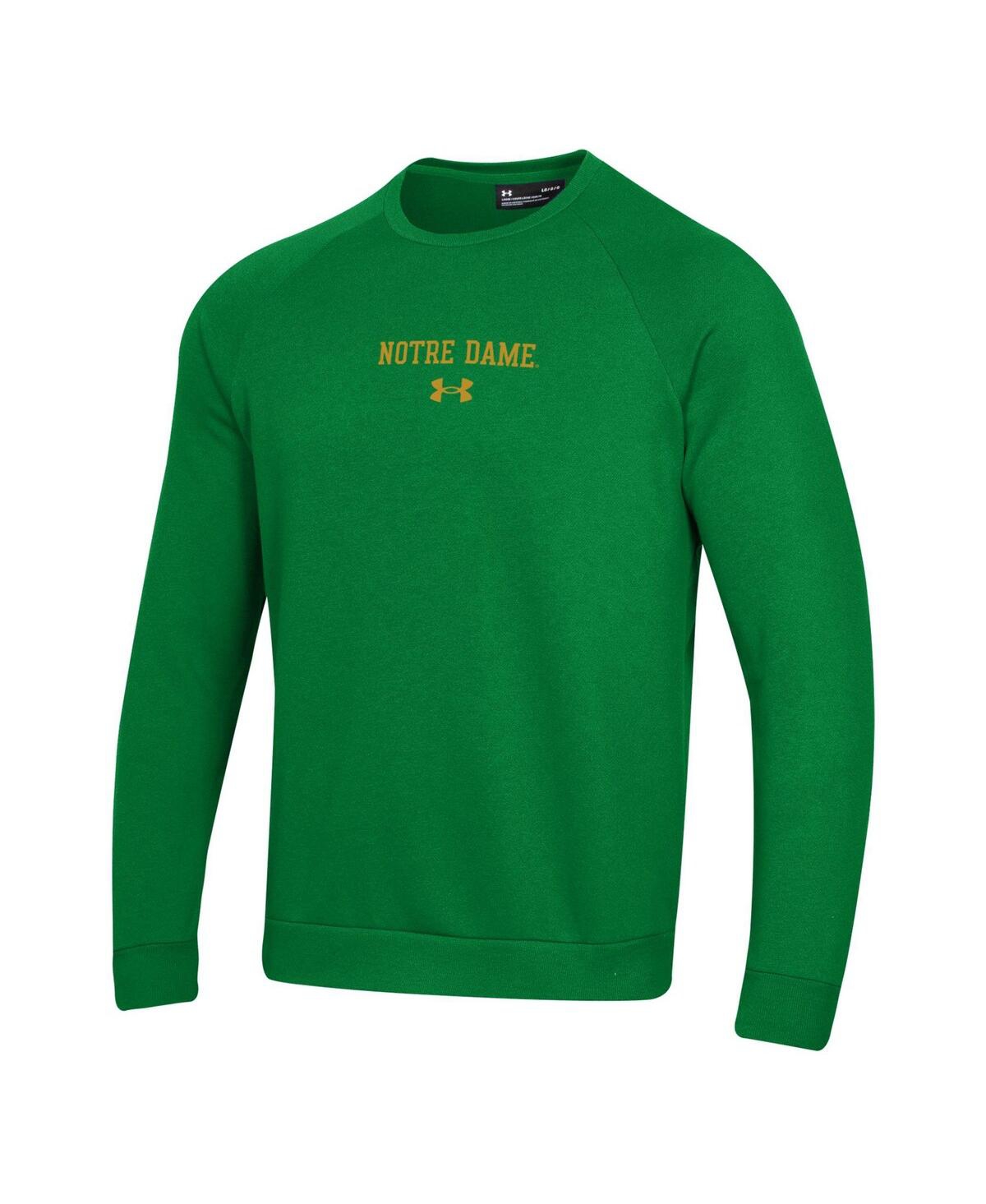 Under Armour Men's Kelly Green Notre Dame Fighting Irish Sideline Rival Fleece Crewneck Sweatshirt In Green