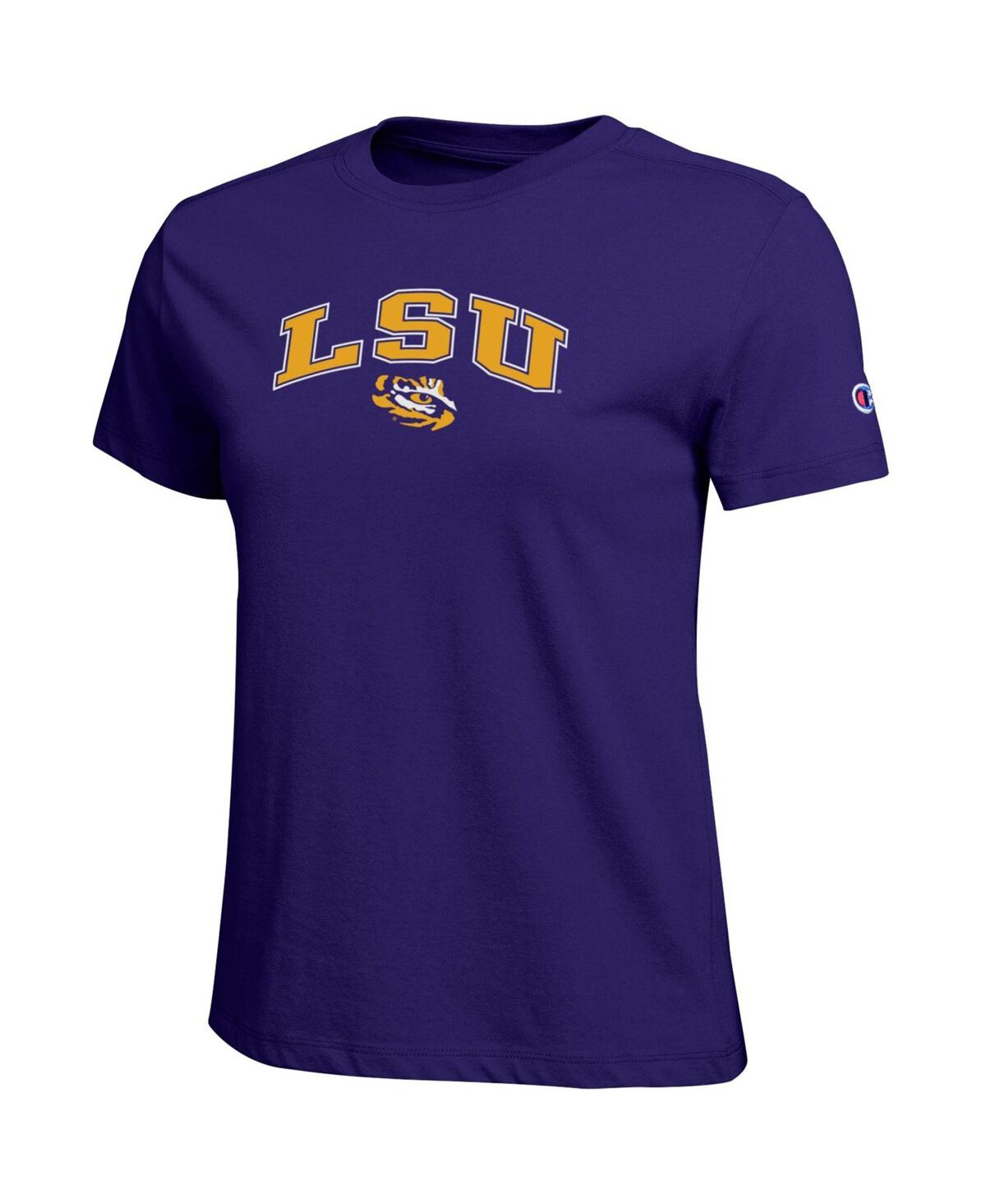 Champion Women's Purple Lsu Tigers Arched Over Logo T-shirt In Purple