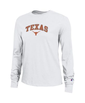 Women's White Texas Longhorns Arch Over Logo Long Sleeve T-Shirt