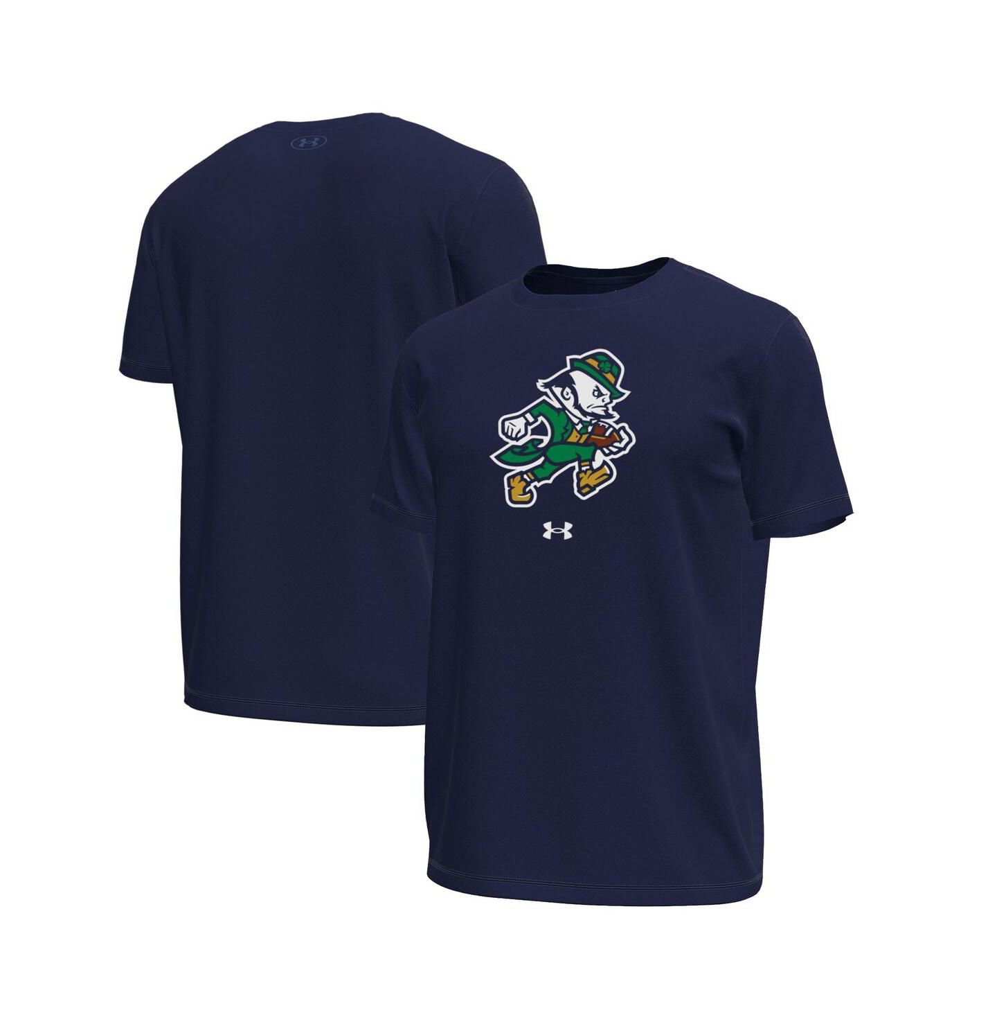 Мужская футболка Under Armour Navy Notre Dame Fighting Irish Sporting Leprechaun Tech Stretch — фото 1