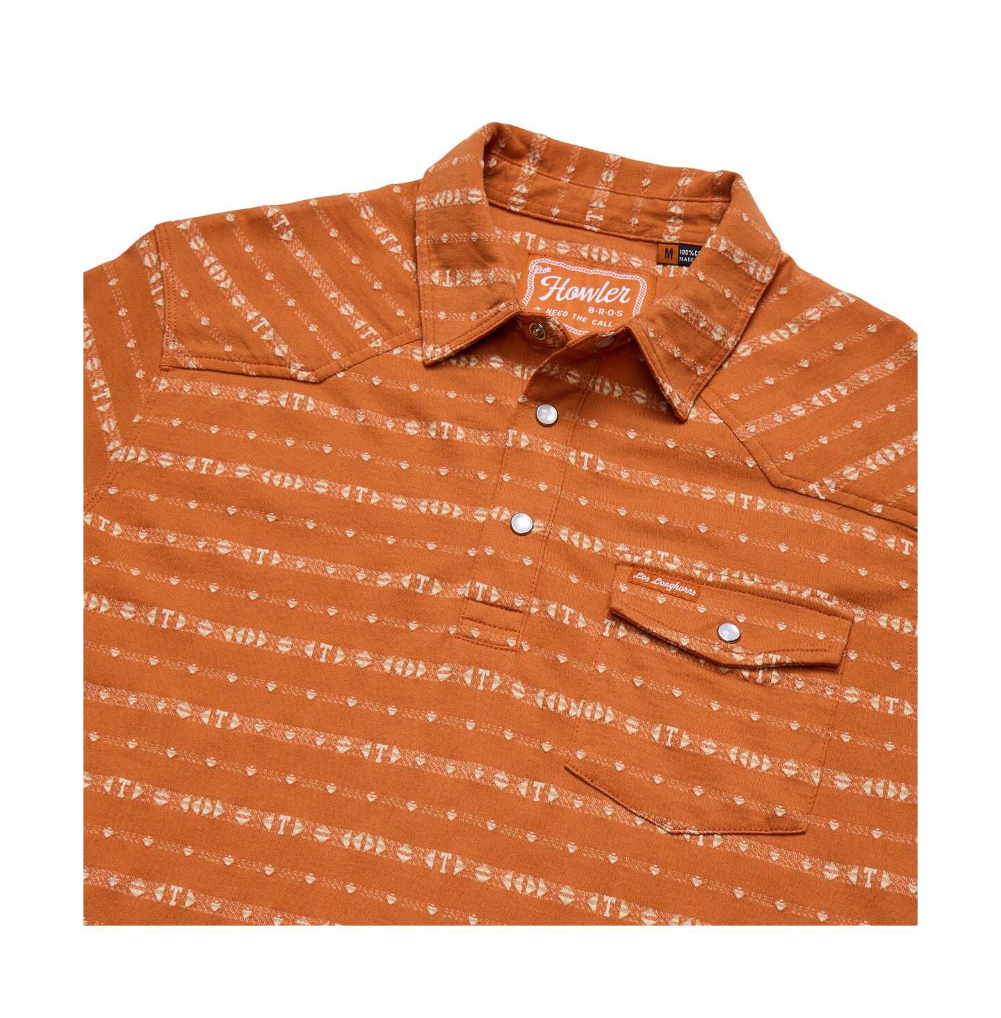 Мужское поло Howler Brothers Texas Orange Texas Longhorns Jacquard Ranchero Polo Shirt — фото 4