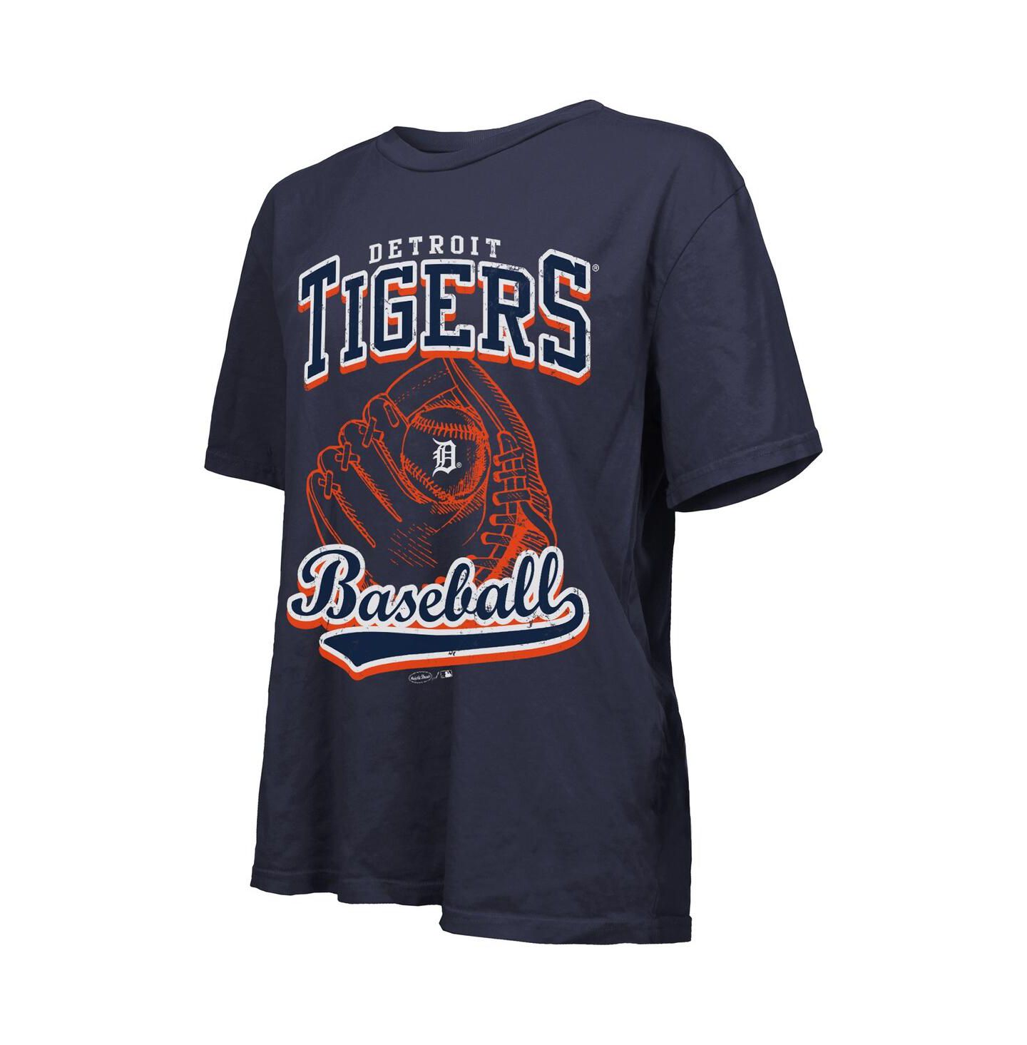 Женская футболка Majestic Navy Detroit Tigers Oversized First Base — фото 2