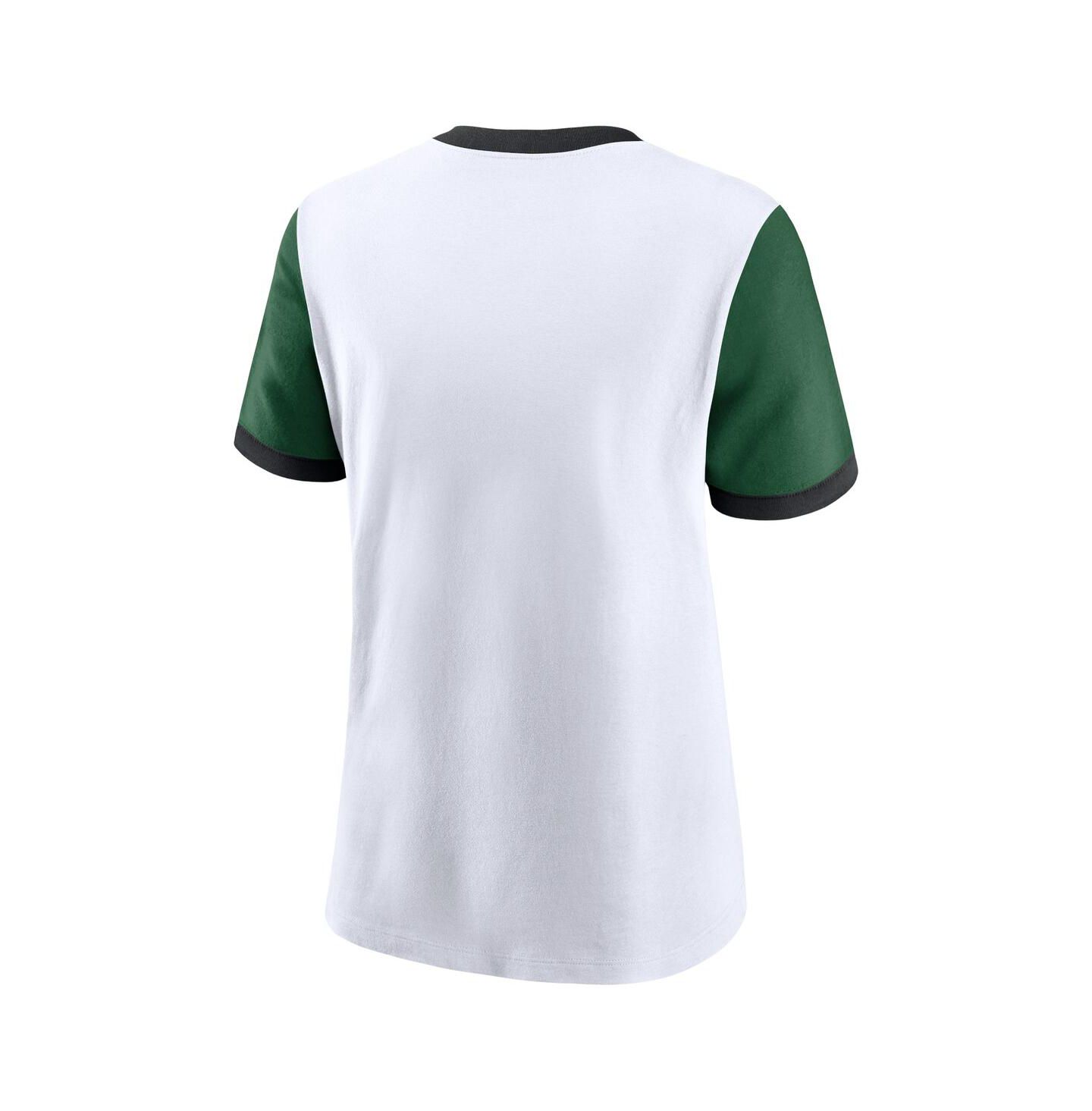 Женская футболка Nike White/Green New York Jets Rewind Ringer — фото 3
