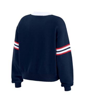 Women's Navy New England Patriots Lace-Up Sweater