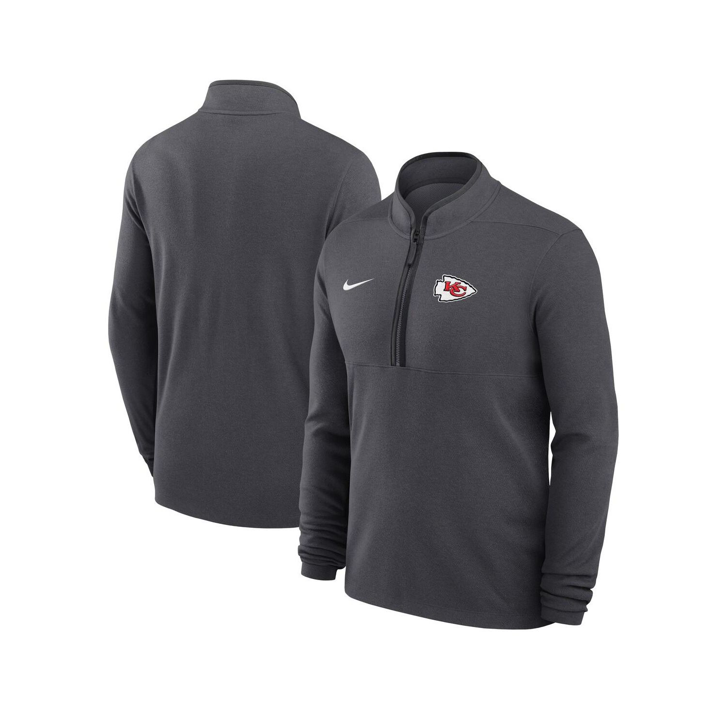 Men's Anthracite Kansas City Chiefs Lightweight Victory Dri-FIT Half-Zip Pullover Hoodie