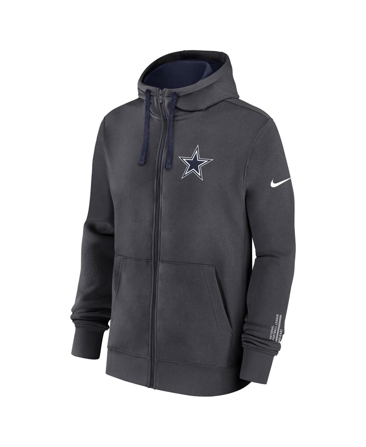 Nike Anthracite Dallas Cowboys Primetime Club Full-zip Hoodie In Gray