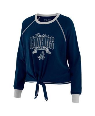 Women's Navy/ Dallas Cowboys Tie-Front Long Sleeve Top