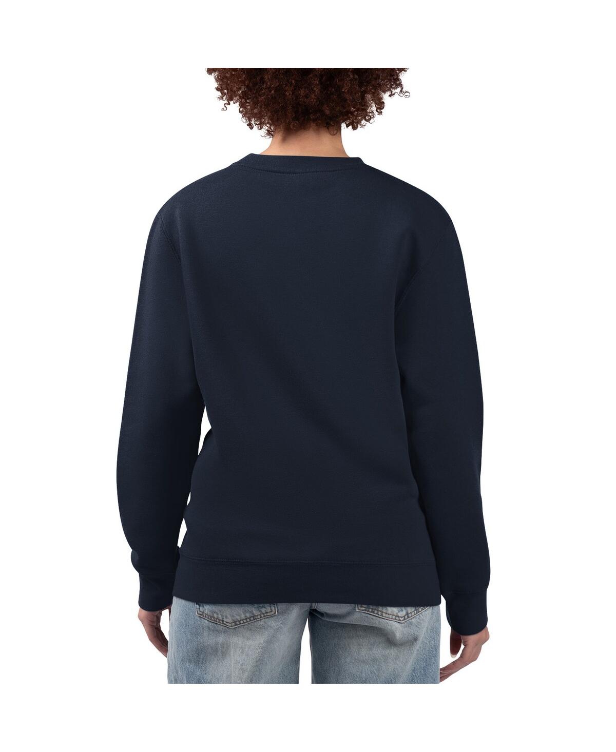G-iii 4her By Carl Banks Women's Navy Denver Broncos Football Logo Graphic Fleece Tri-blend Pullover Sweatshirt In Blue