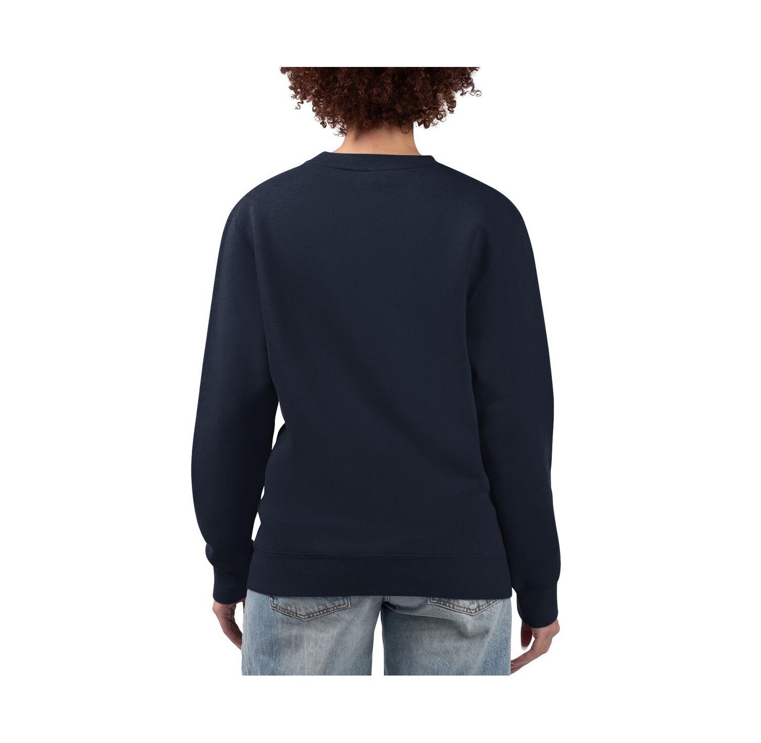 Women's Navy Denver Broncos Football Logo Graphic Fleece Tri-Blend Pullover Sweatshirt