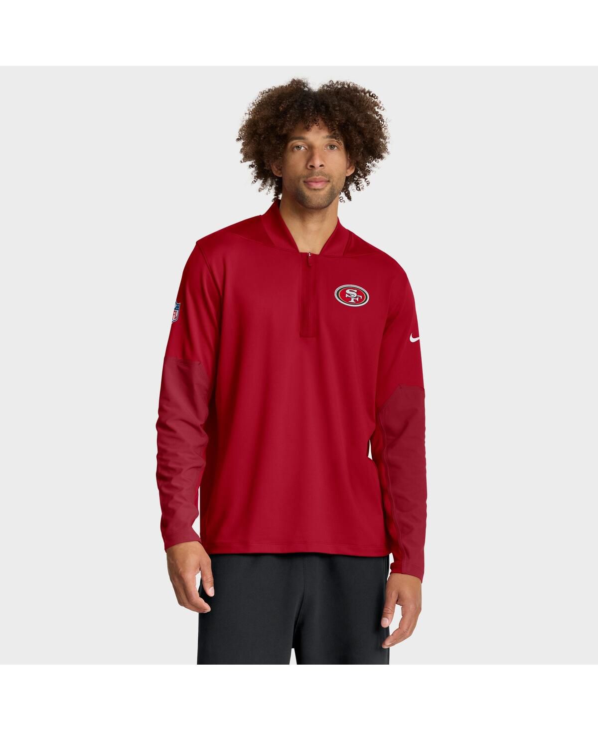 Мужская толстовка-пуловер Scarlet San Francisco 49ers Sideline Dri-FIT с капюшоном и полупрозрачной молнией