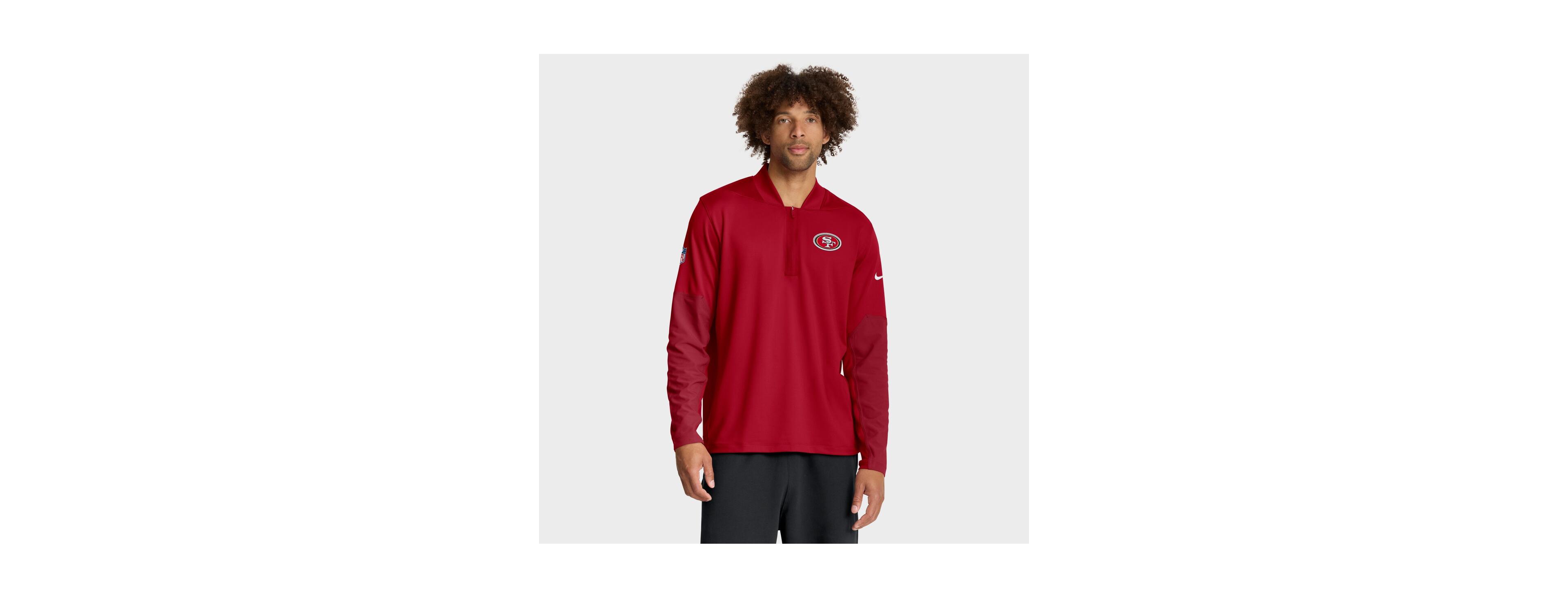 Nike Men's Scarlet San Francisco 49ers Sideline Dri-fit Half-Zip Pullover Hoodie