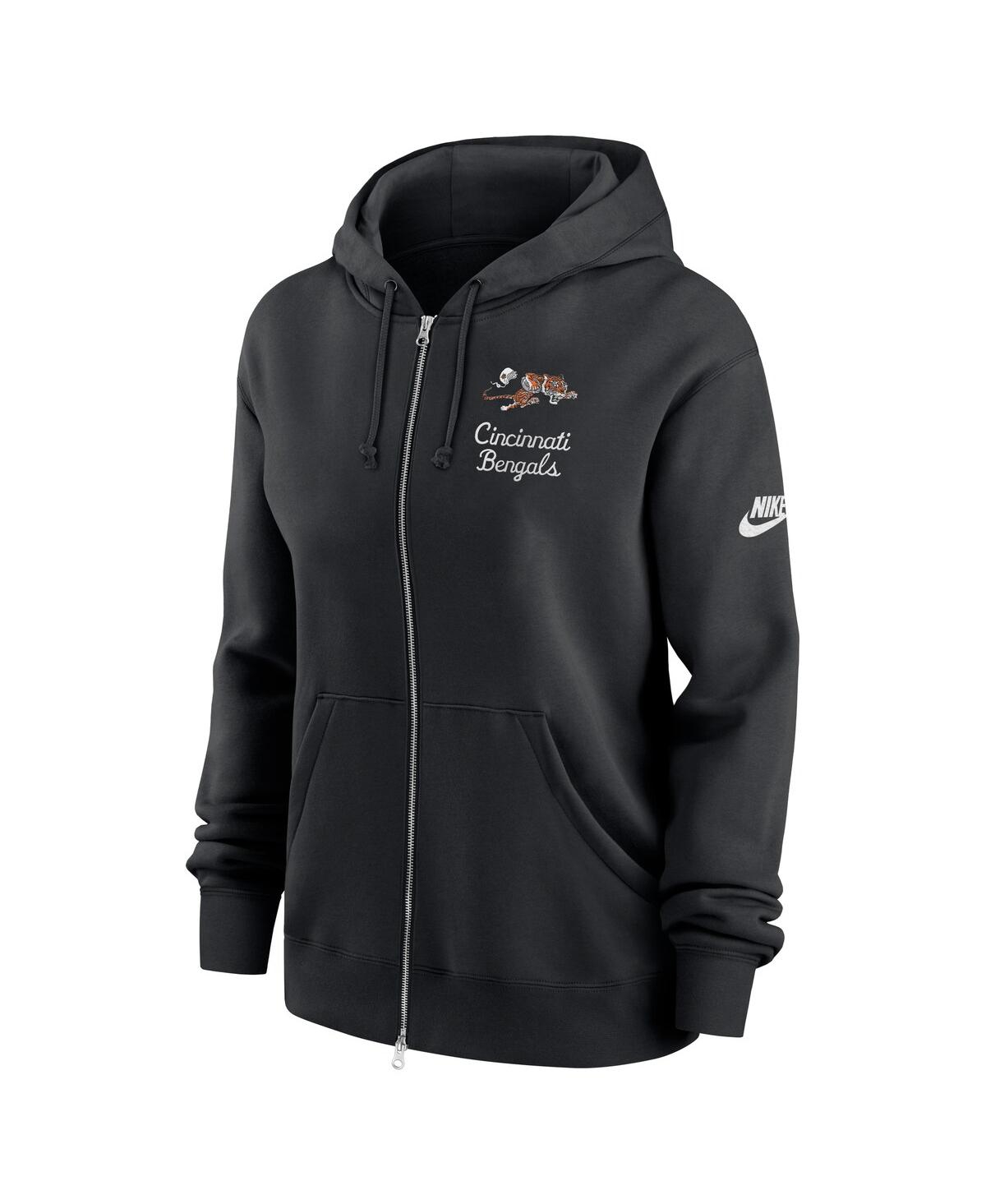 Nike Women's Black Cincinnati Bengals Phoenix Rewind Full-zip Hoodie In Black