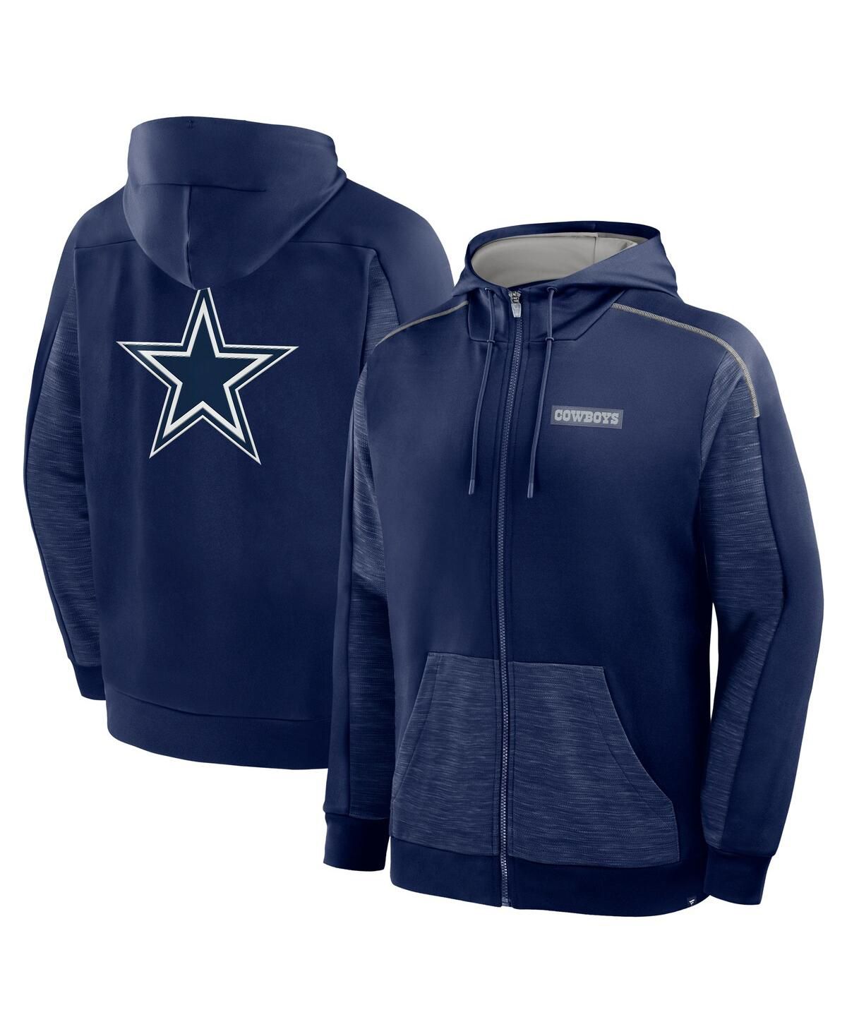 Мужская темно-синяя толстовка с капюшоном Dallas Cowboys Checkdown Pass на молнии