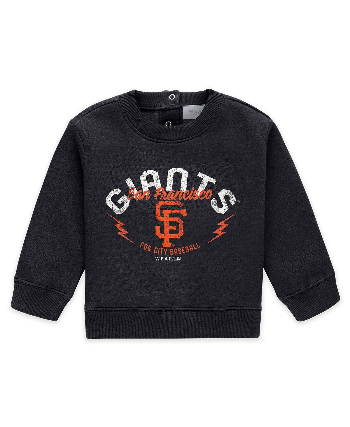 Wear By Erin Andrews Newborn 2-piece Black San Francisco Giants Fleece Crewneck And Pants Set In Black