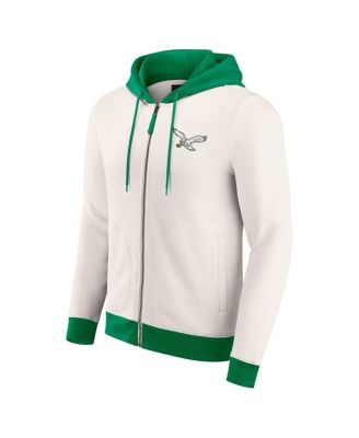 Darius Rucker Collection by Men's Cream Philadelphia Eagles Distressed Graphics Full-Zip Hoodie
