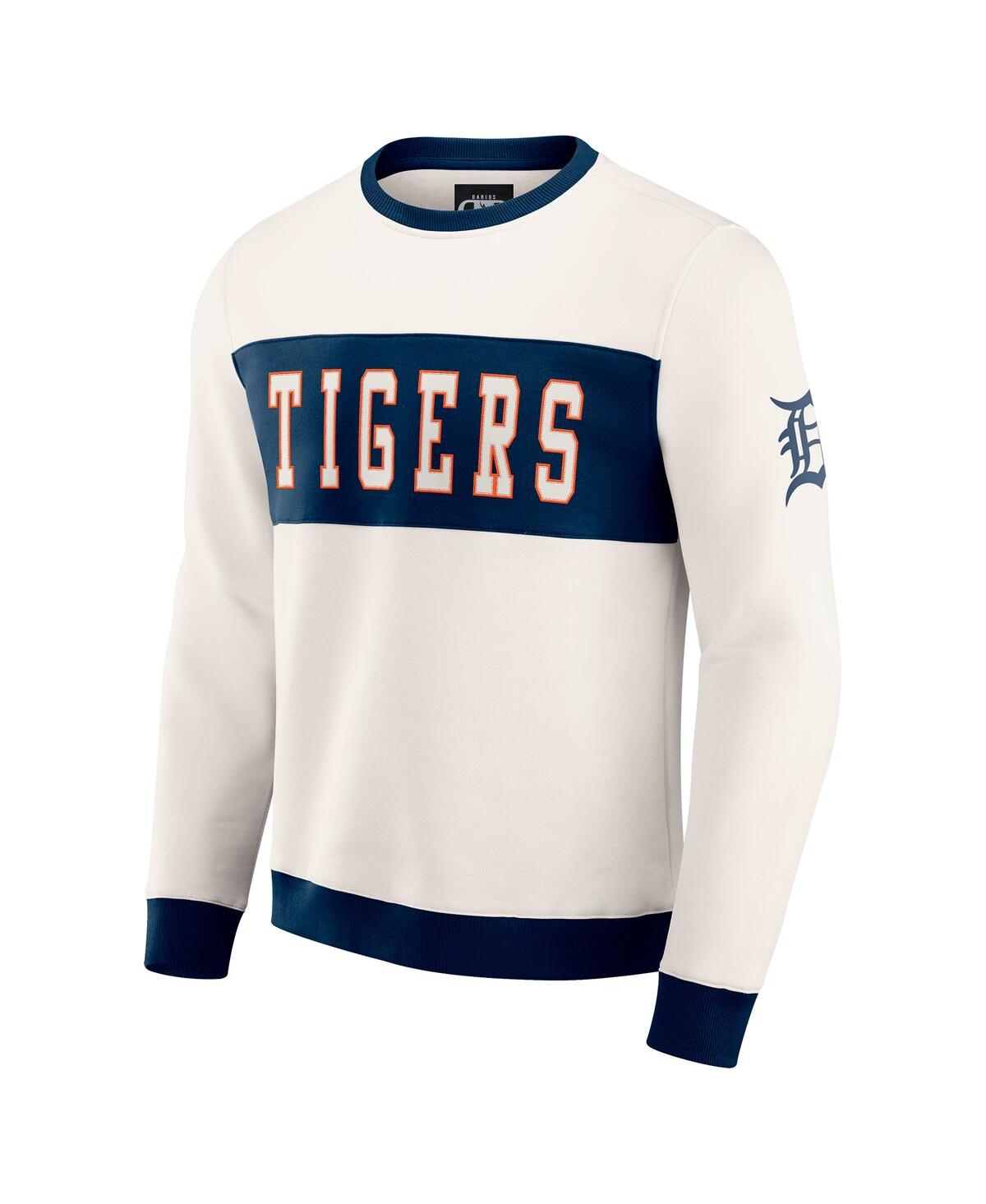 Fanatics Darius Rucker Collection By  Men's Cream Detroit Tigers Color Block Crewneck Sweatshirt In White