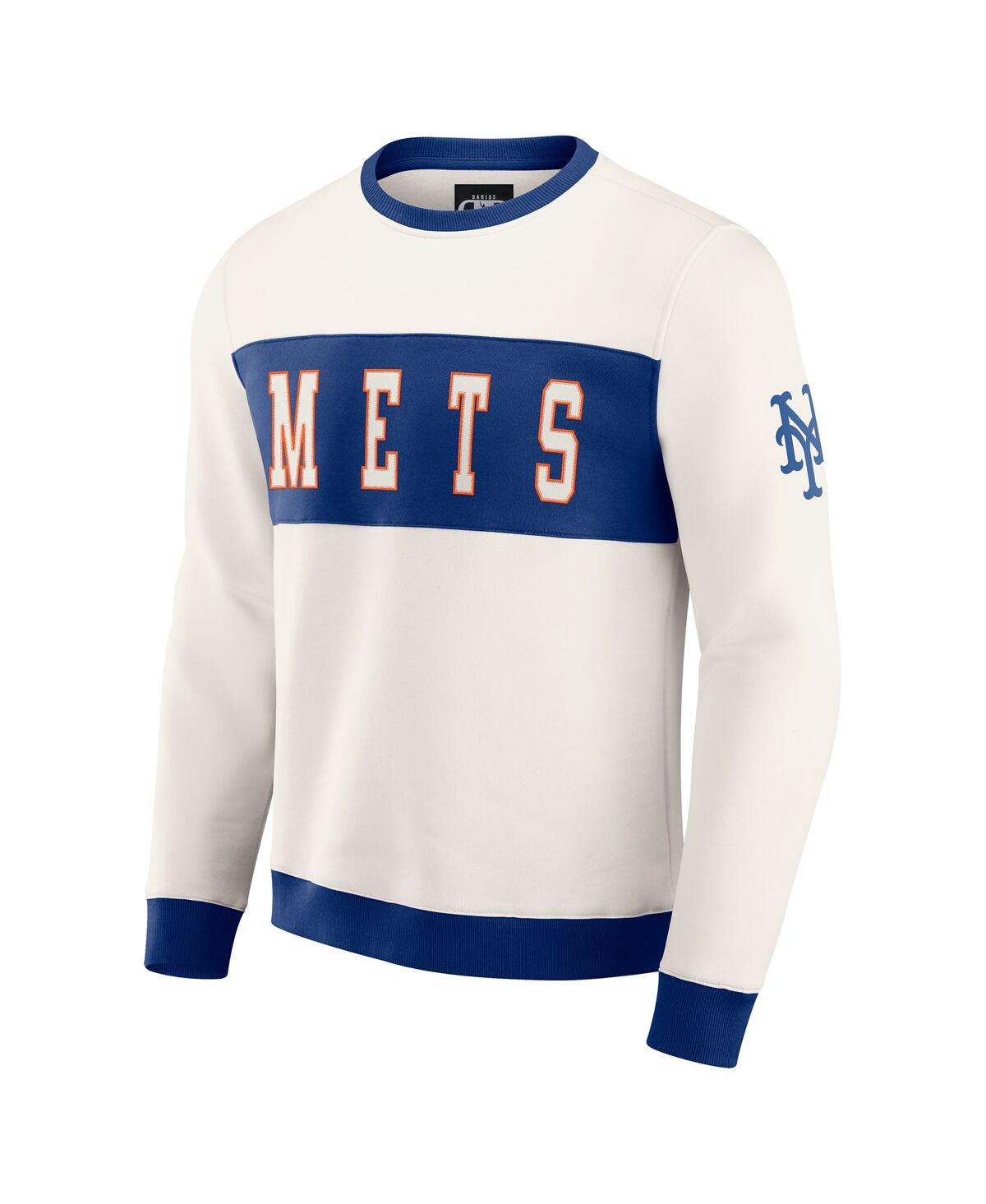 Fanatics Darius Rucker Collection By  Men's Cream New York Mets Color Block Crewneck Sweatshirt In White