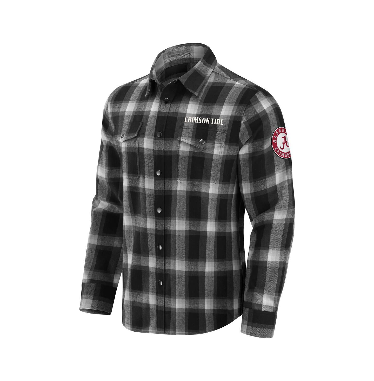Мужская рубашка Fanatics Darius Rucker Collection by Black Alabama Crimson Tide Team Flannel Plaid Full-Snap — фото 3
