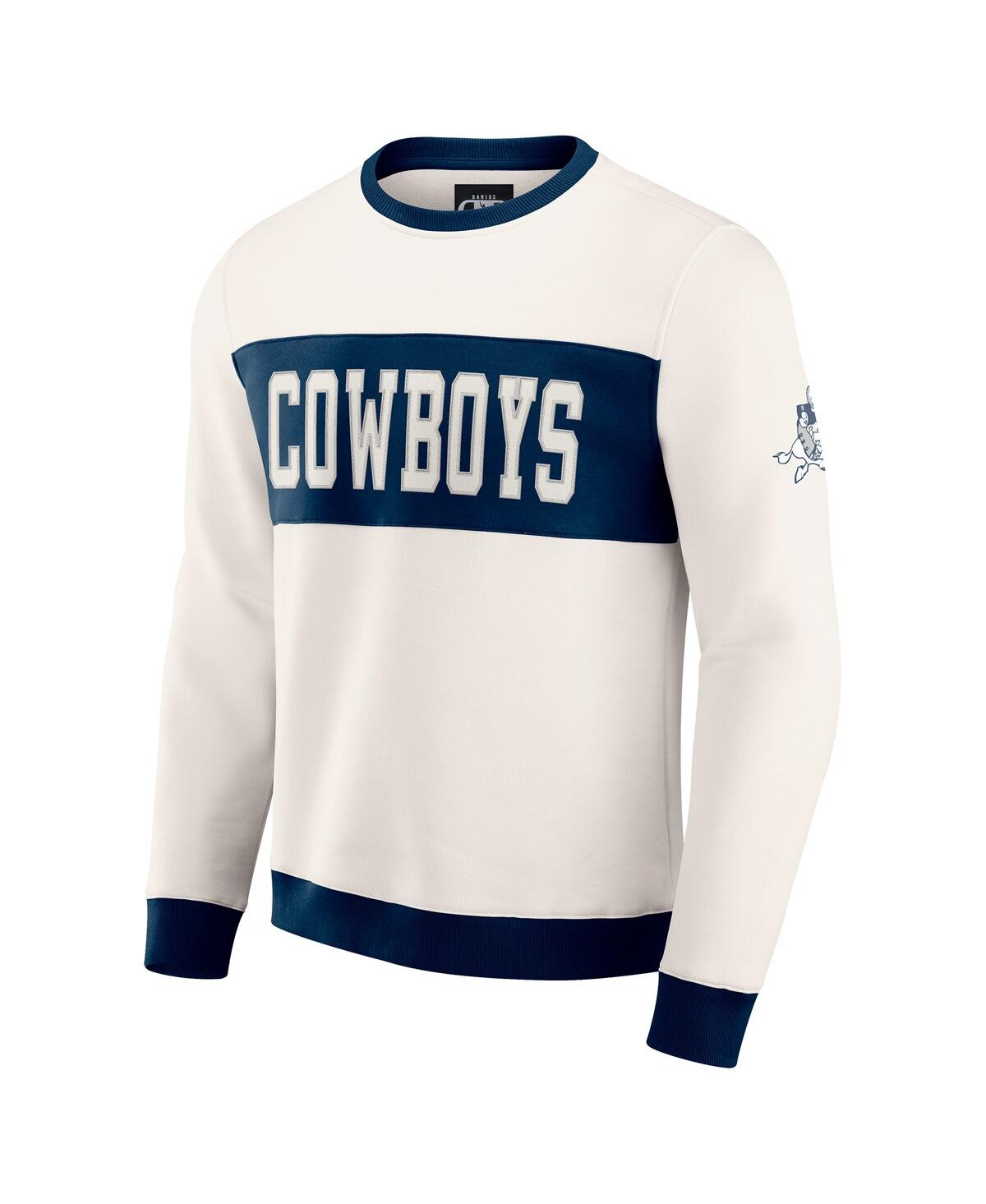 Fanatics Darius Rucker Collection By  Men's Cream Dallas Cowboys Color Block Crewneck Sweatshirt In White