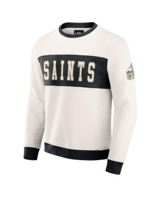 Darius Rucker Collection by Men's Cream New Orleans Saints Color Block Crewneck Sweatshirt