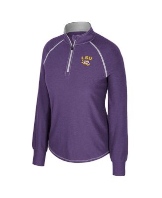 Women's Purple LSU Tigers Bikram Raglan Quarter-Zip Sweatshirt