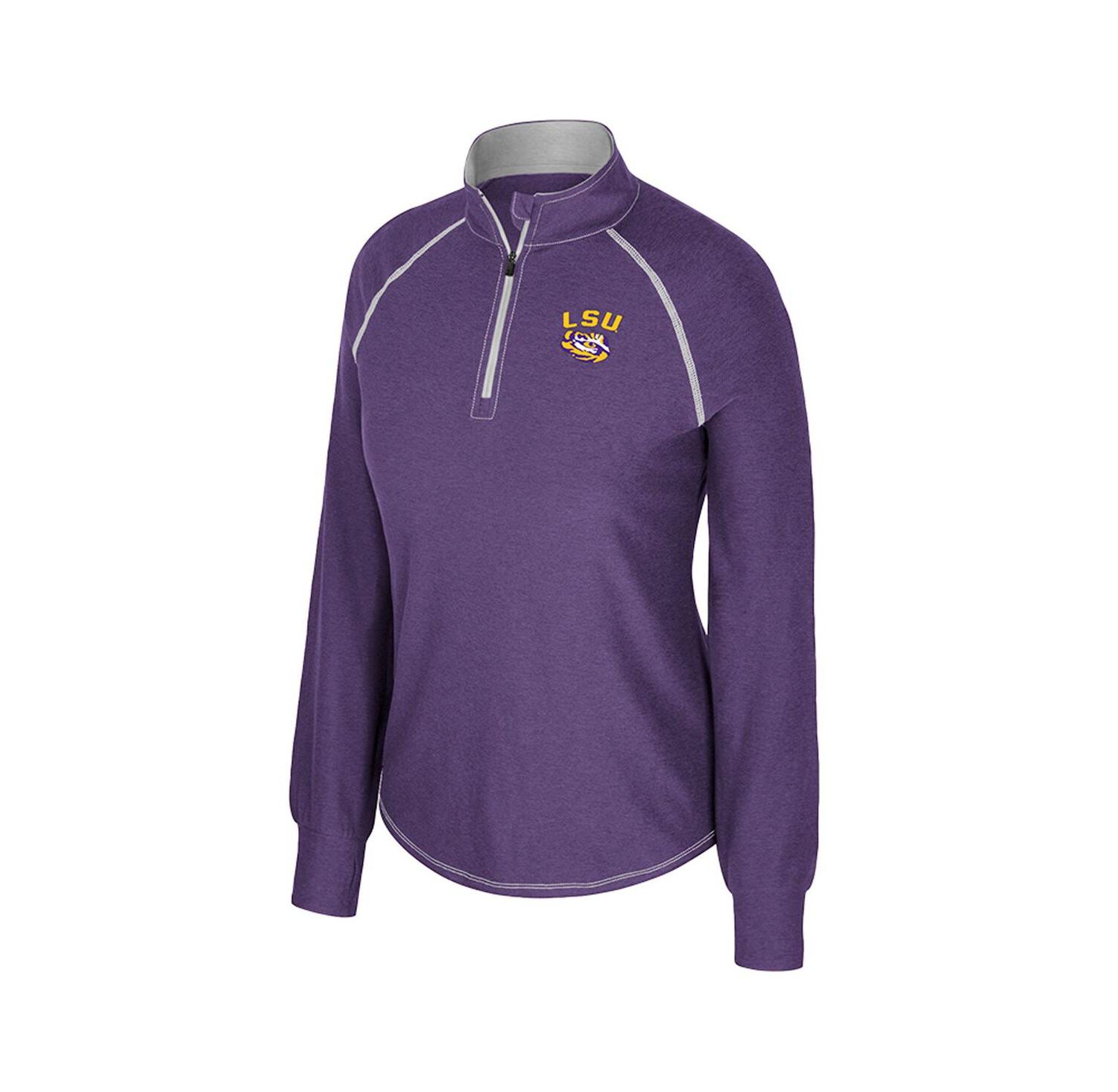 Women's Purple LSU Tigers Bikram Raglan Quarter-Zip Sweatshirt