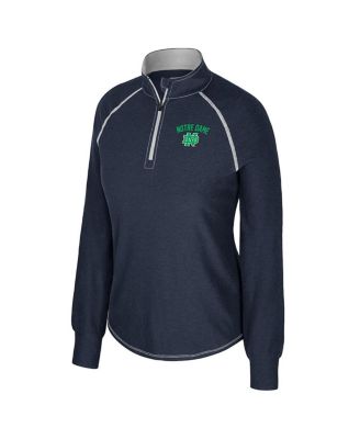 Women's Navy Notre Dame Fighting Irish Bikram Raglan Quarter-Zip Sweatshirt