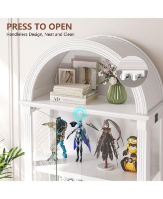 Arched Glass Display Cabinet with LED Motion Sensor Light