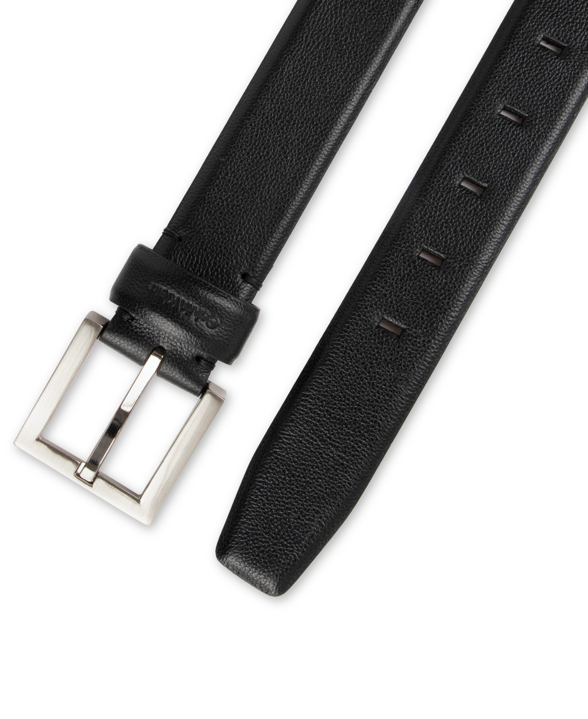 Calvin Klein Fe Harness Buckle Embossed Belt In Black