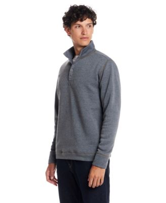 Men's Quarter Button Mock Neck Sweater Fleece