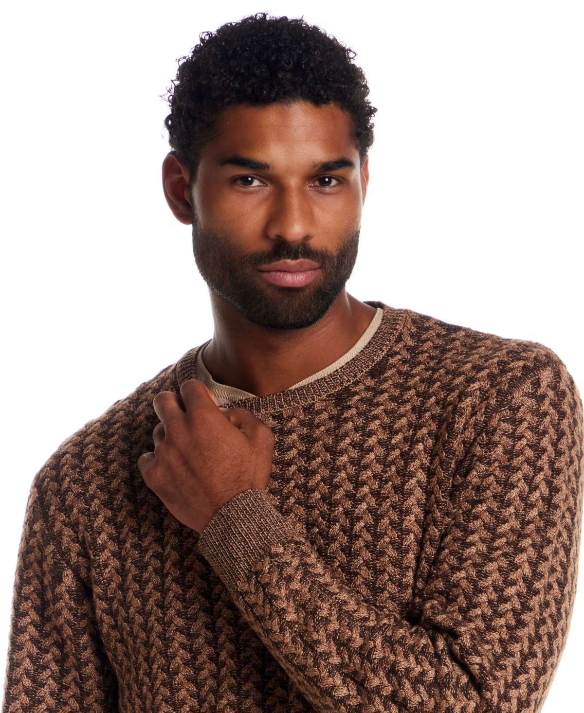 Weatherproof Vintage Men's Braided Crewneck Sweater