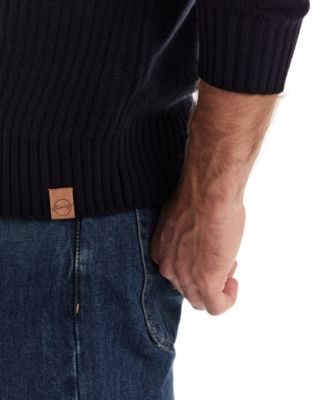 Men's Textured Fisherman Shawl Collar Sweater