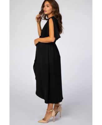 Maternity Black Open Sleeve Wrap Midi Dress