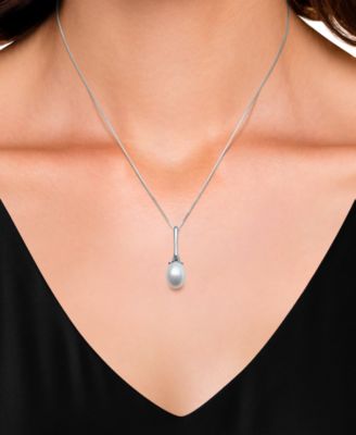 Cultured Freshwater Drop Pearl (7-8mm) Necklace in Sterling Silver