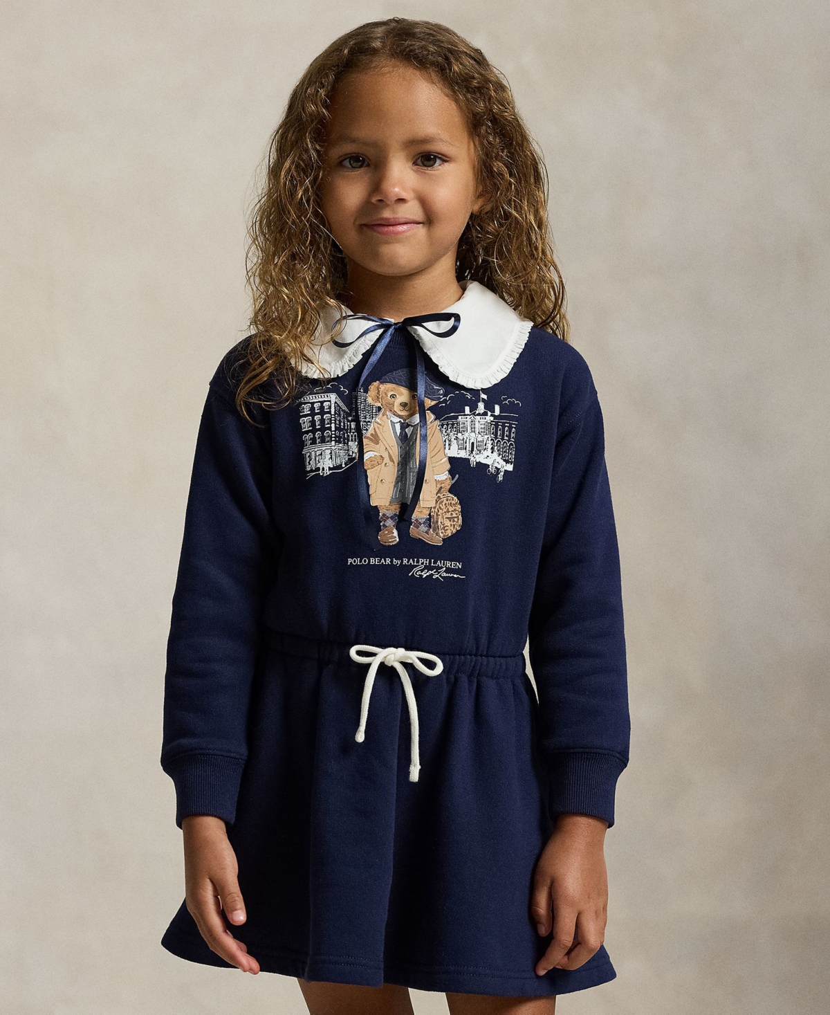 Polo Ralph Lauren Girls 2T-6X Bear Fleece Sweatshirt Dress