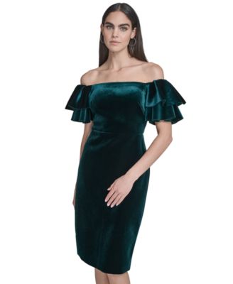 Women's Velvet Off-The-Shoulder Dress
