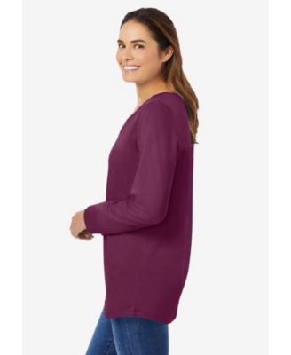 Plus Size Perfect Long-Sleeve V-Neck Tee