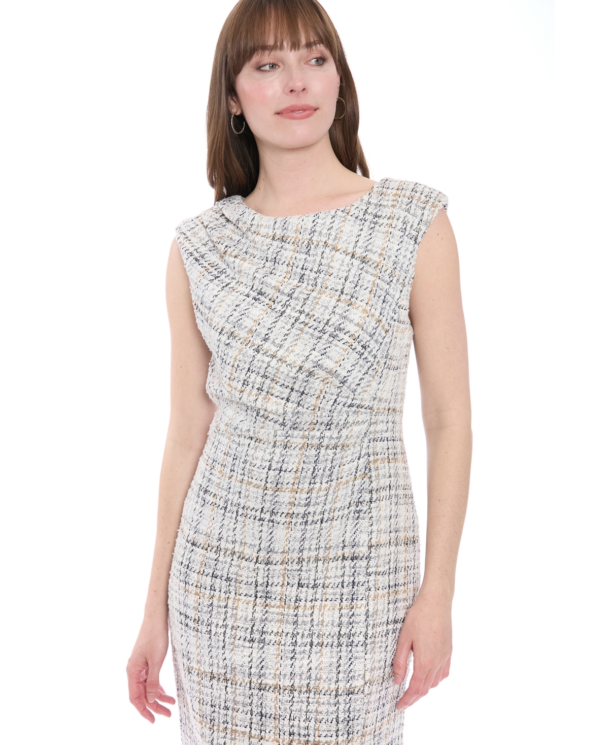 London Times Petite Sleeveless Midi Dress In Gray