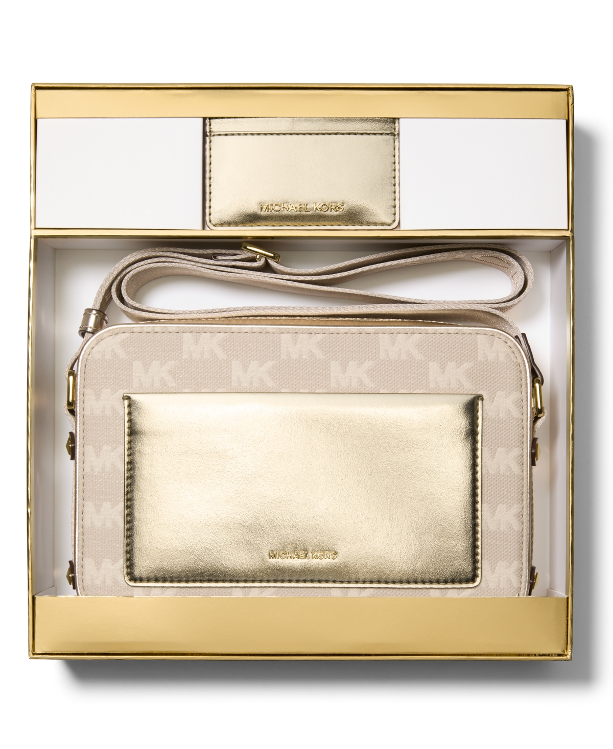 Michael Kors Michael  Maeve Small East West Pocket Handbag In Gold