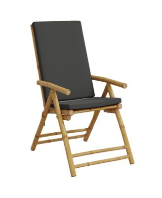 Folding Patio Reclining Chairs 2 pcs with Cushions Bamboo