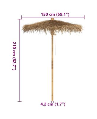 Tiki Umbrella Natural Bamboo, Banana Leaf 59.1 in diameter