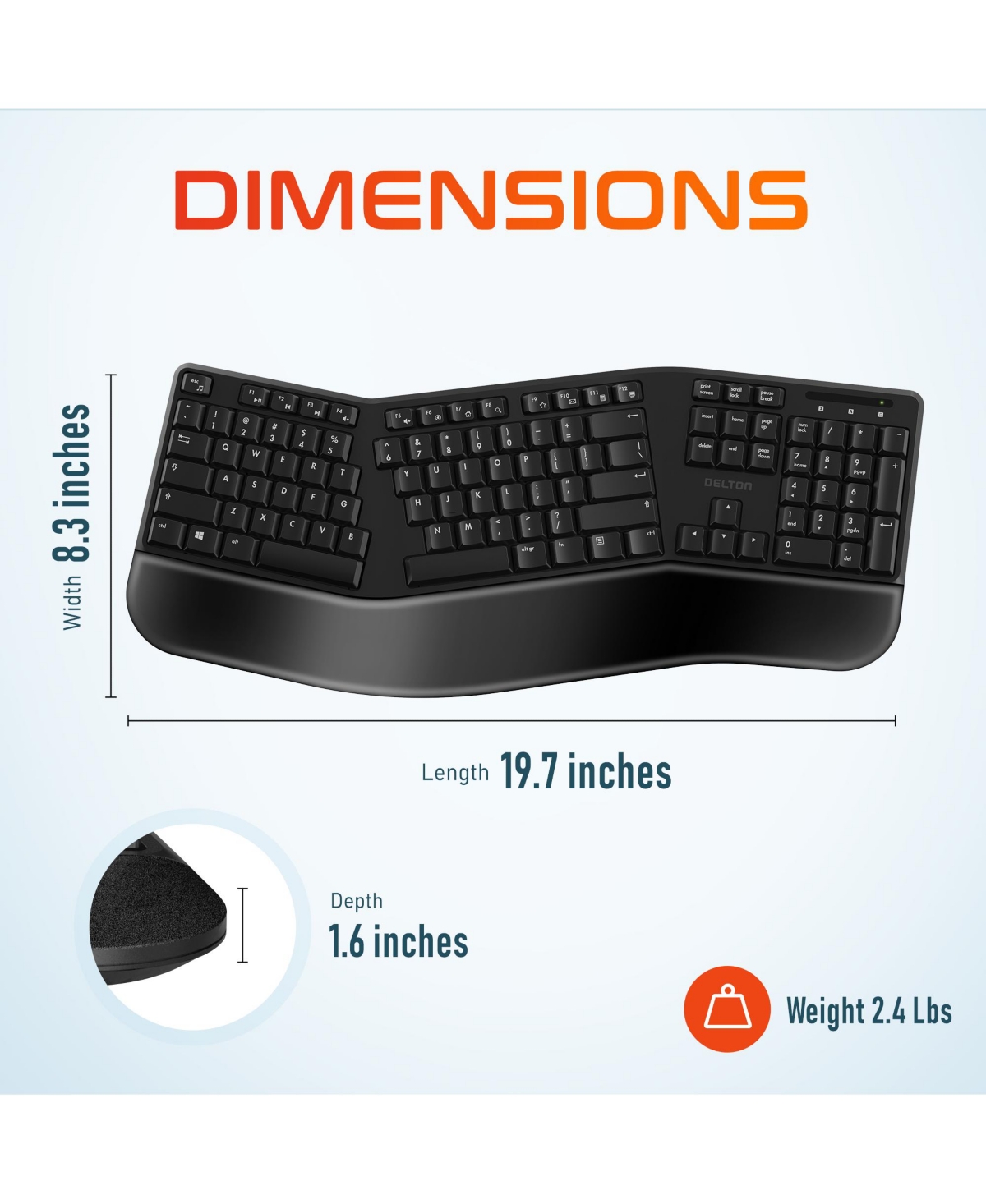 Delton G20 Wireless Ergonomic Keyboard & Optical Vertical Mouse Set (DKMKITERG20-wb)