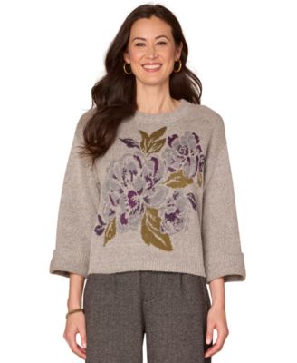 Democracy - Petite Floral Jacquard Sweater